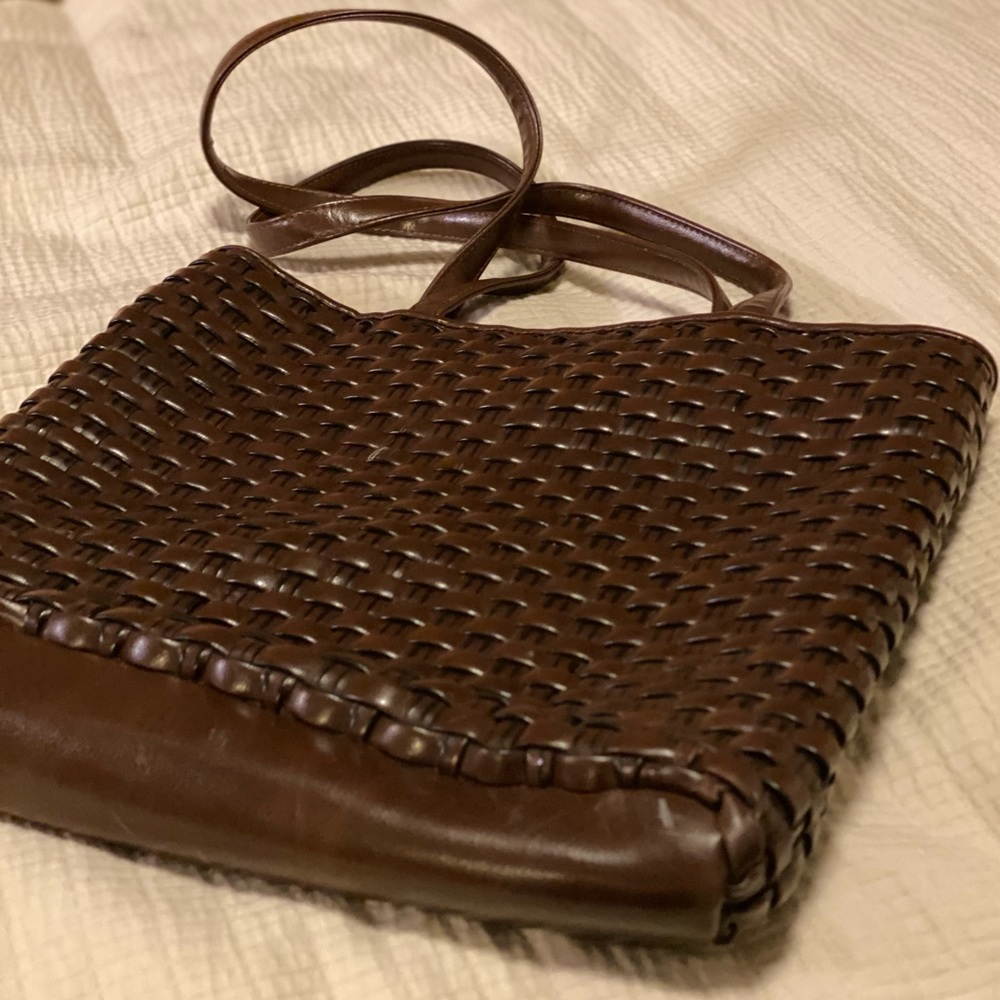 NINE WEST Woven Brown Leather Purse
